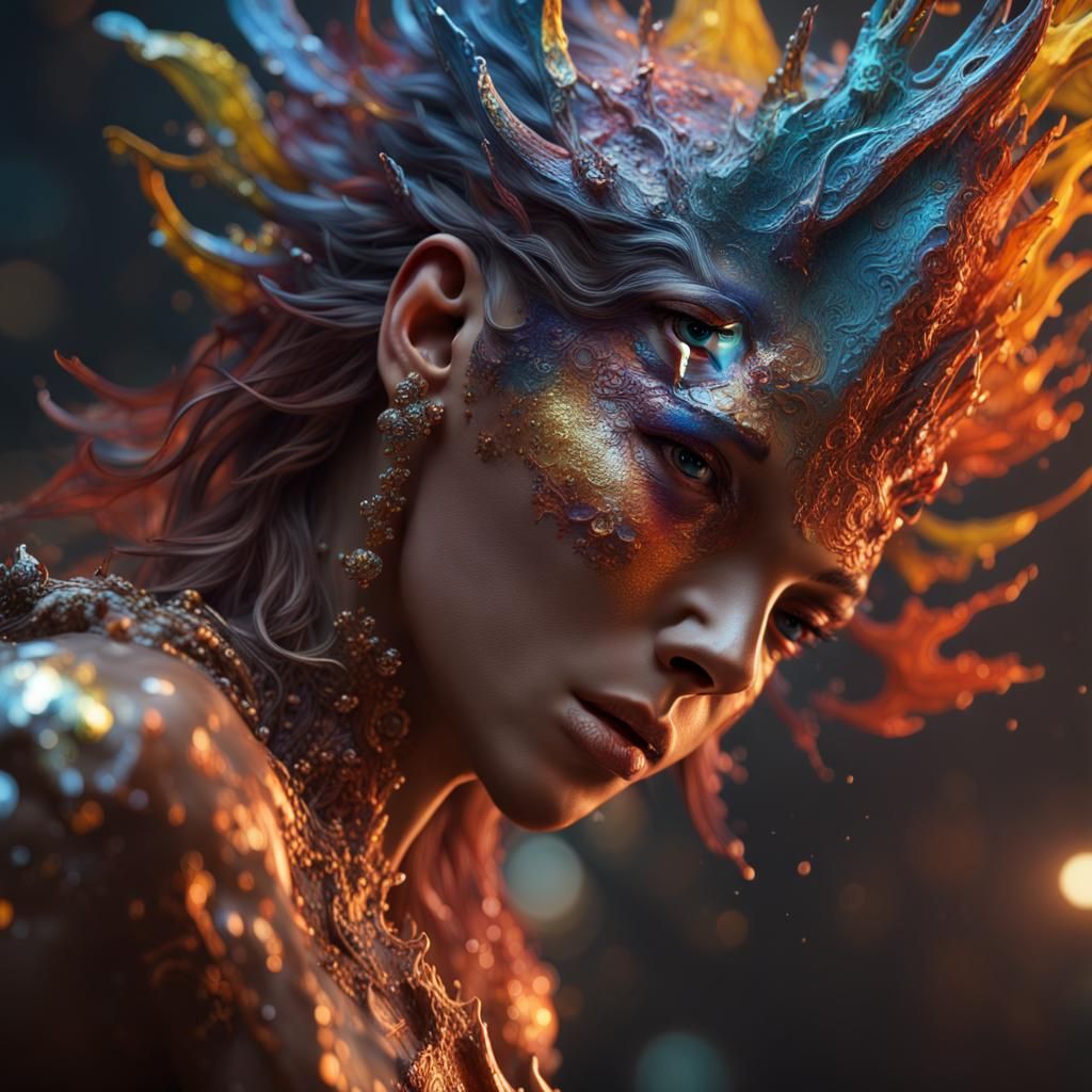 Dramatic Hyperrealistic Portrait in Splash Art Style