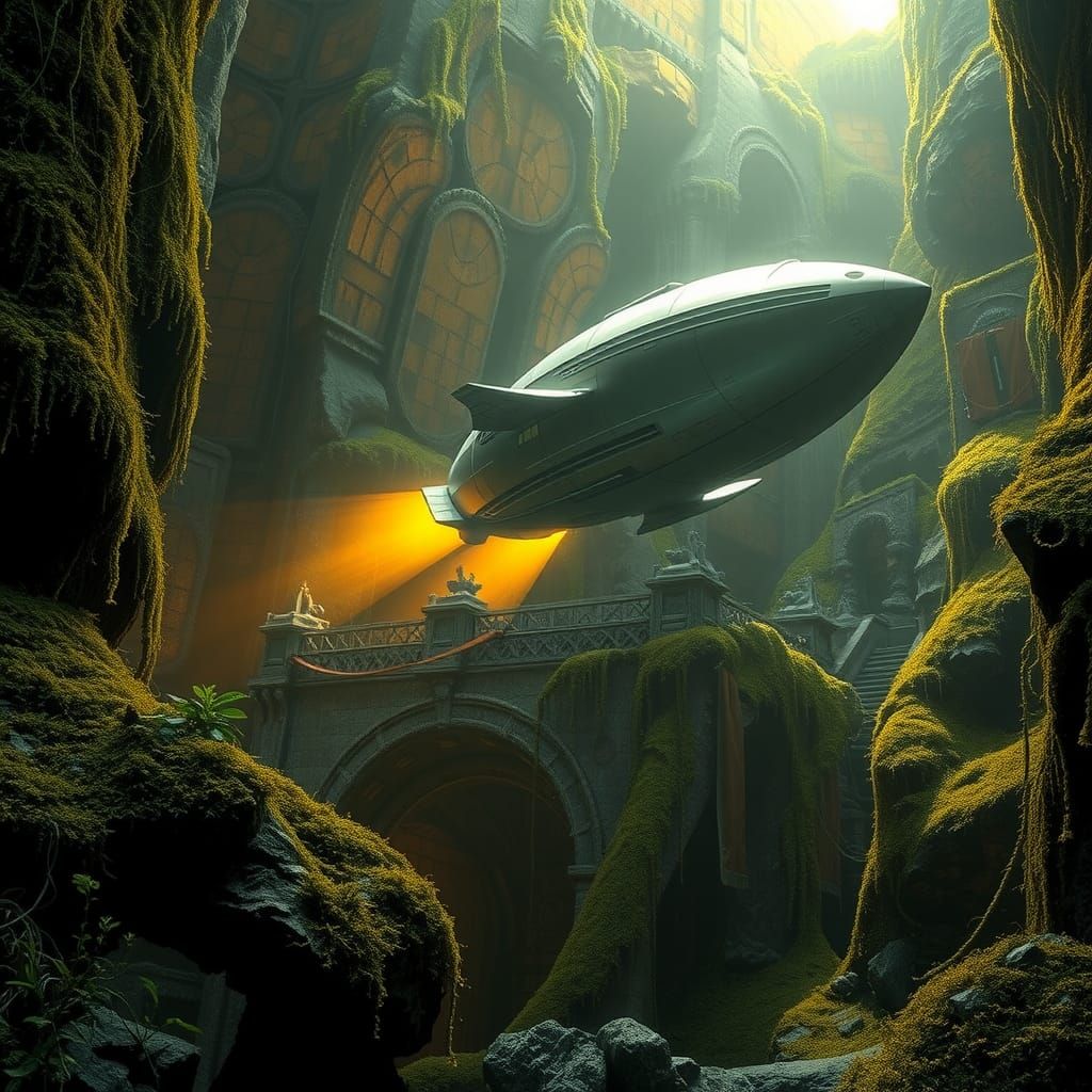 Colossal Mine with Alien Spaceship in Unreal Engine