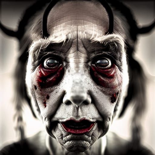 Waifu Krampus Portrait in Expressive Style