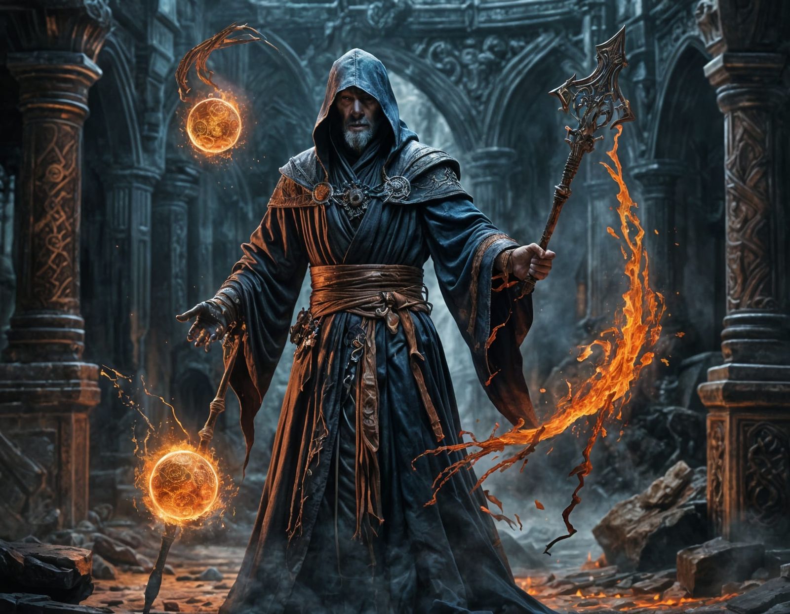 Epic D&D Blood Mage in Fantasy Art Style