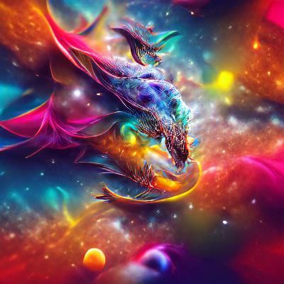 Cosmic Dragon Soaring Through Space Nebula