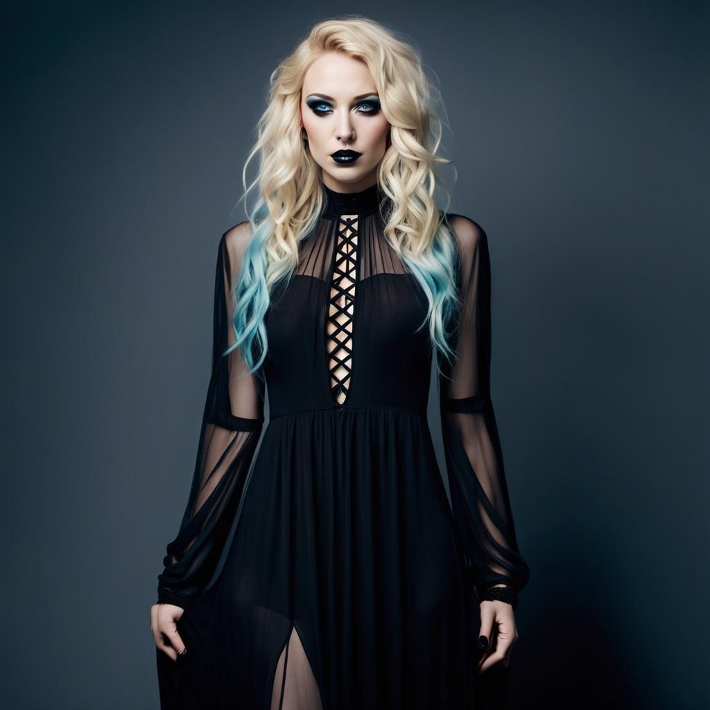 Pastel Goth Glam Girl Portrait in Professional Style