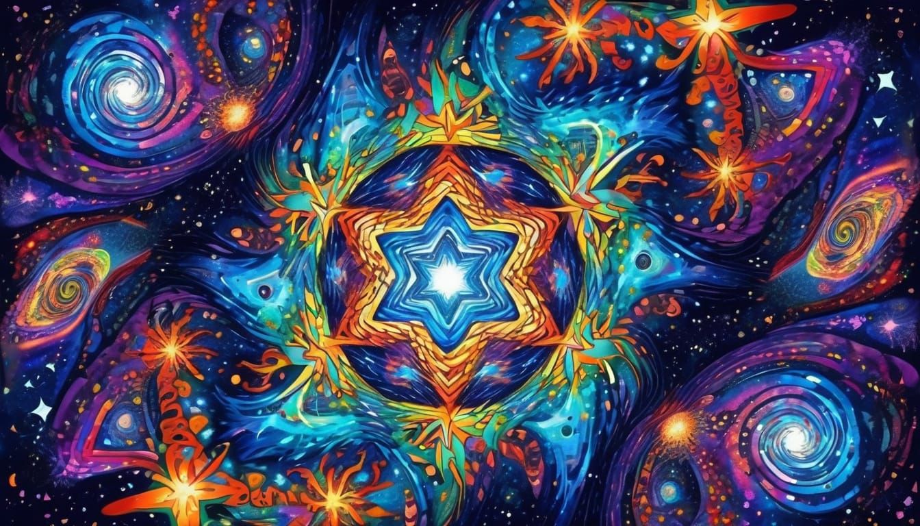 Cosmic Swirling Plasma Vortex in Vibrant Iridescent Colors