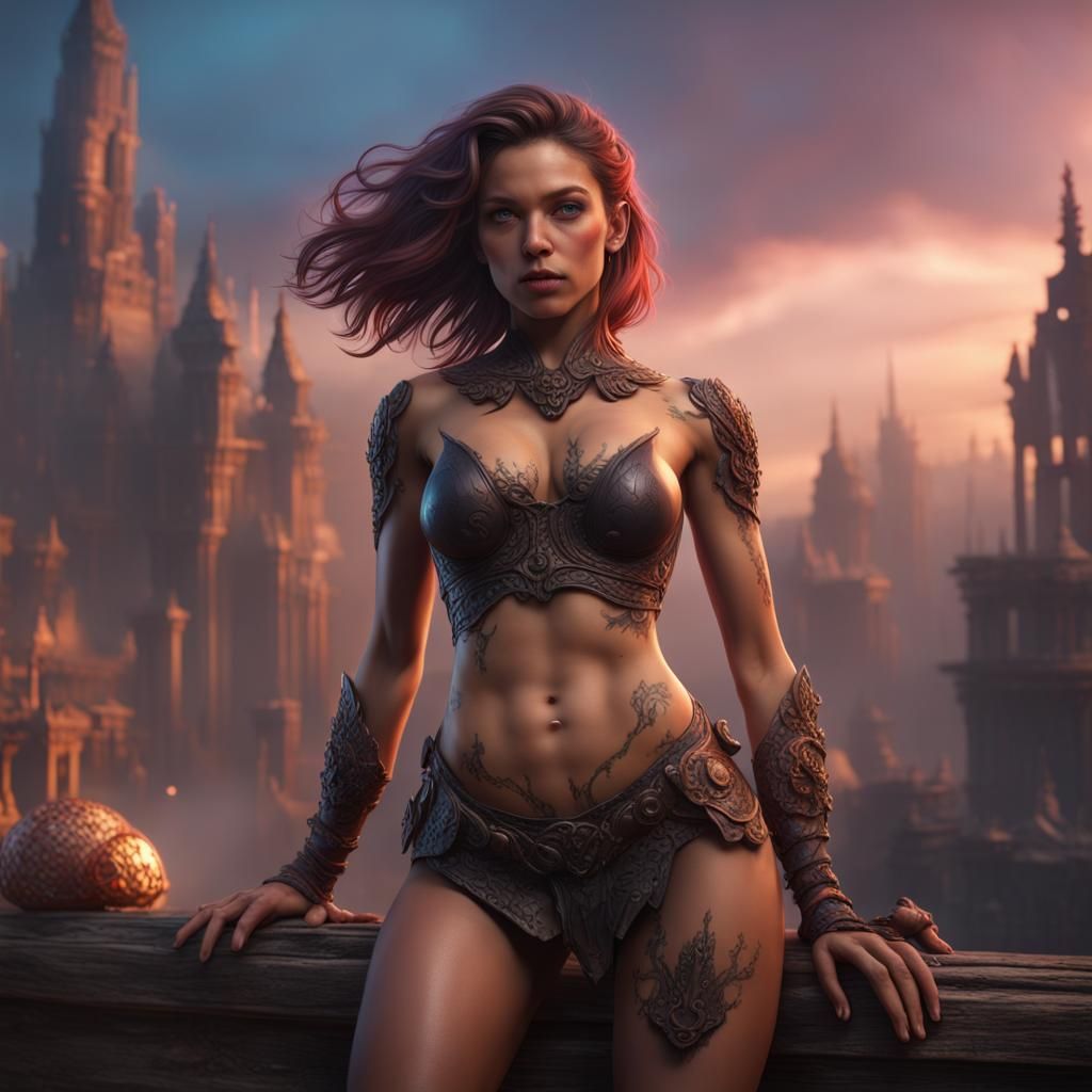 Sensual Nude Embrace in Detailed Fantasy Art Style