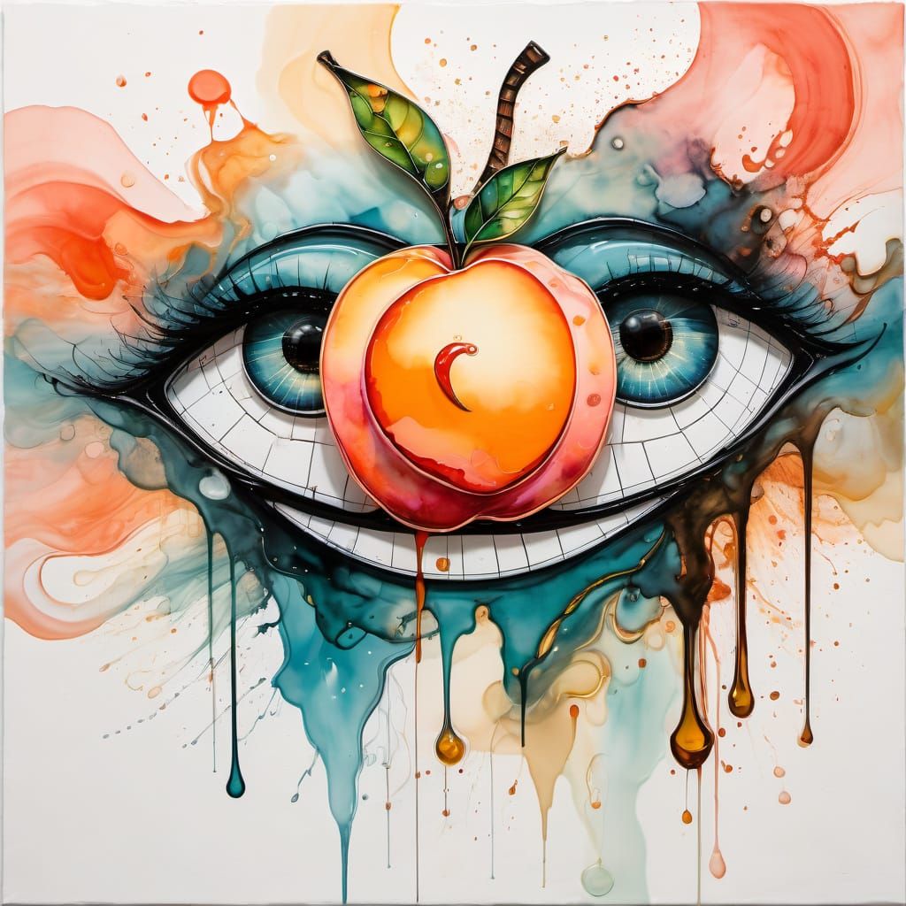 Vibrant Peach Portrait in Dreamlike Style