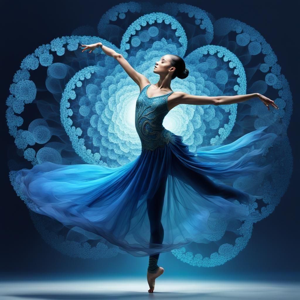 Fractal Dancer in Blue, Indigo, and Cyan