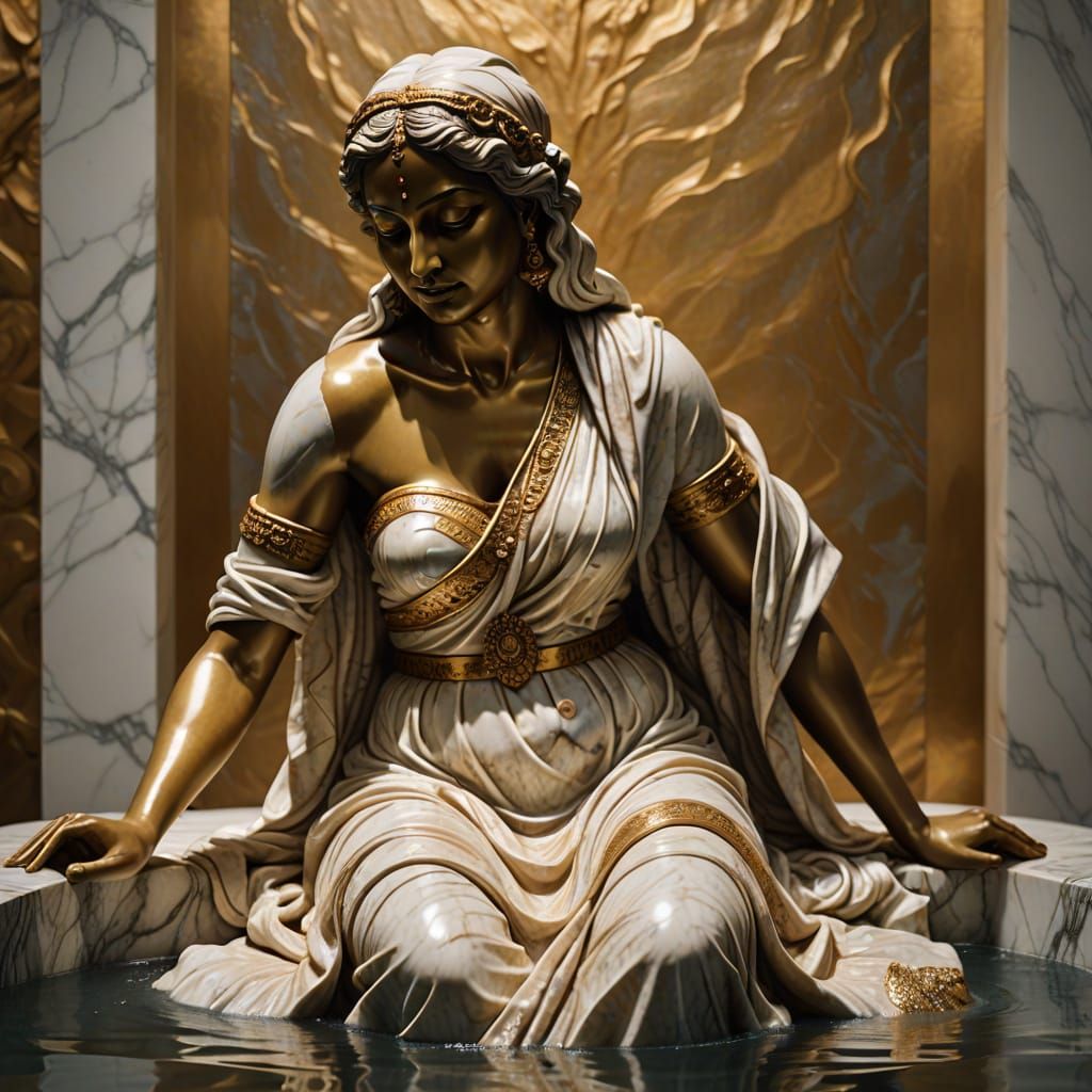 Baroque Marble Sculpture of an Indian Woman