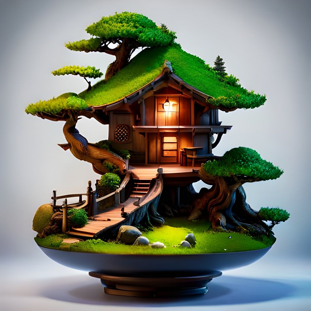 Miniature Bonsai Witch Treehouse Concept Art