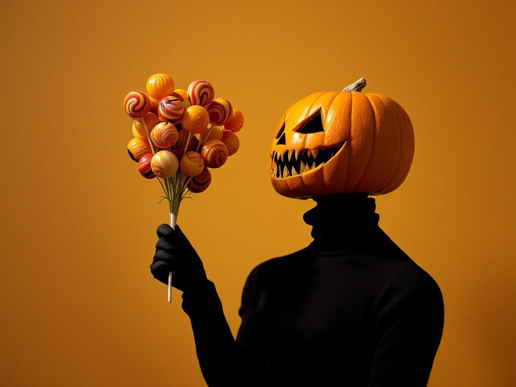 Jack-o'-Lantern Figure Holds Halloween Lollipops