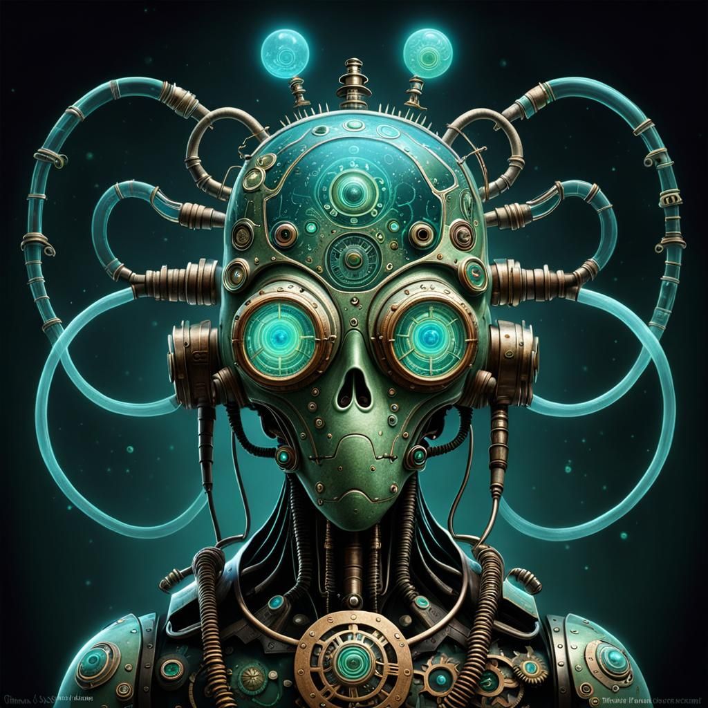 Bioluminescent Steampunk Amoeba Druid Cyborg