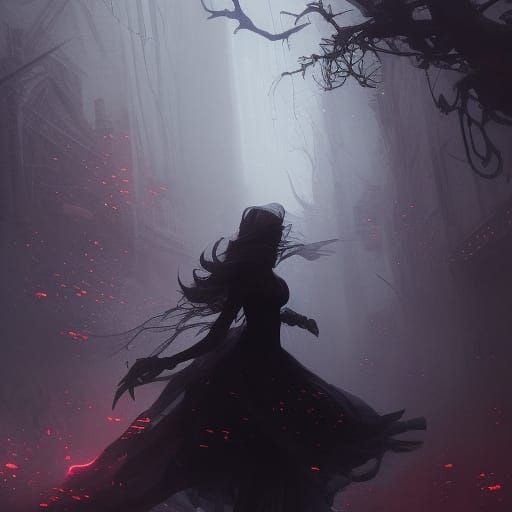 Surreal Depressive Ghost Woman in Dark Fantasy Concept Art