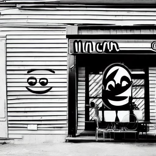 Monochrome Emoji Shack Illustration