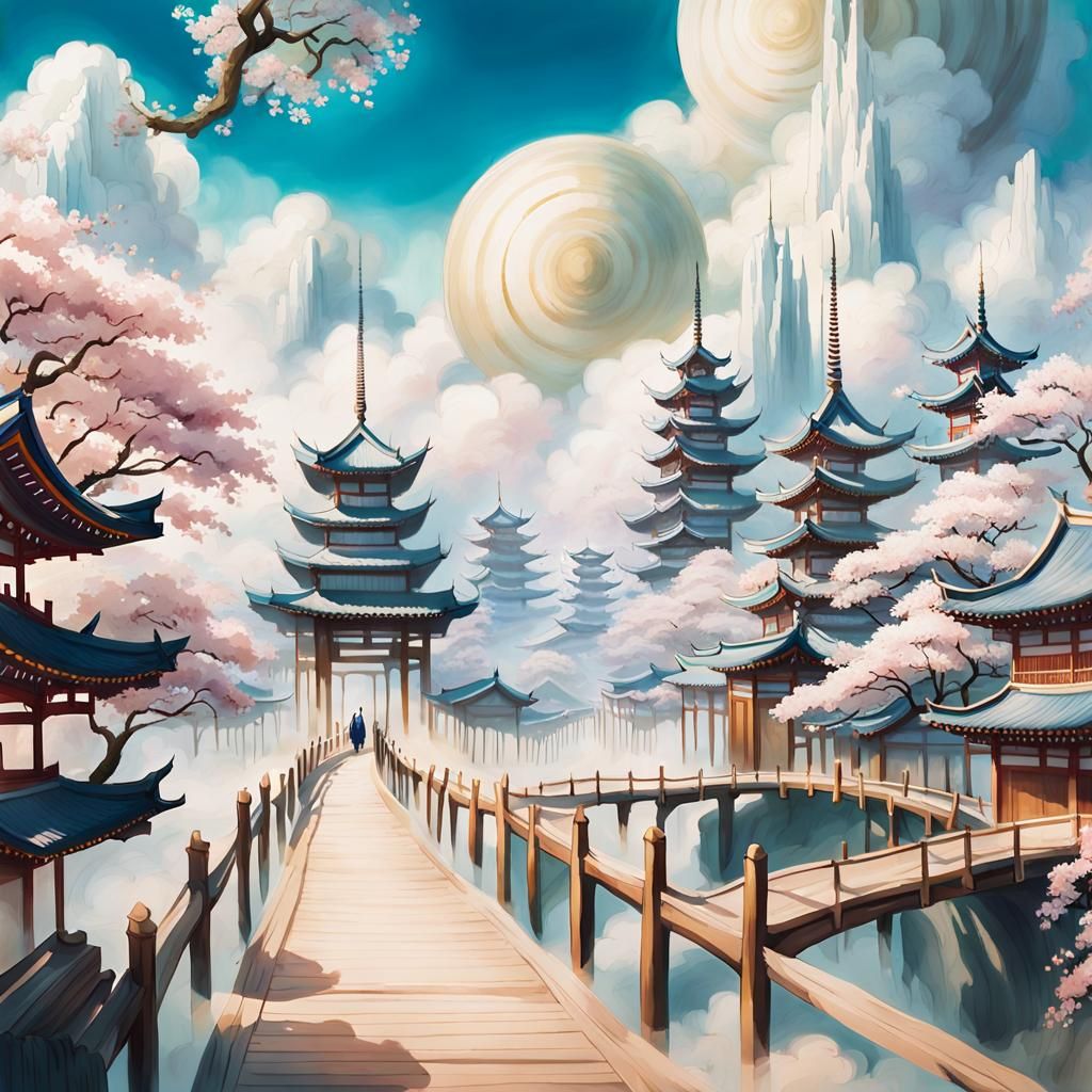 Dreamlike Watercolor Concept Art of Traditional Japanese Rit...