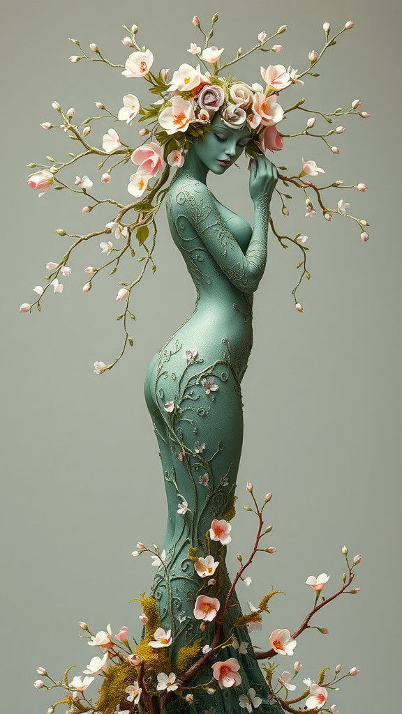 Ethereal Floral Woman as Mother Nature