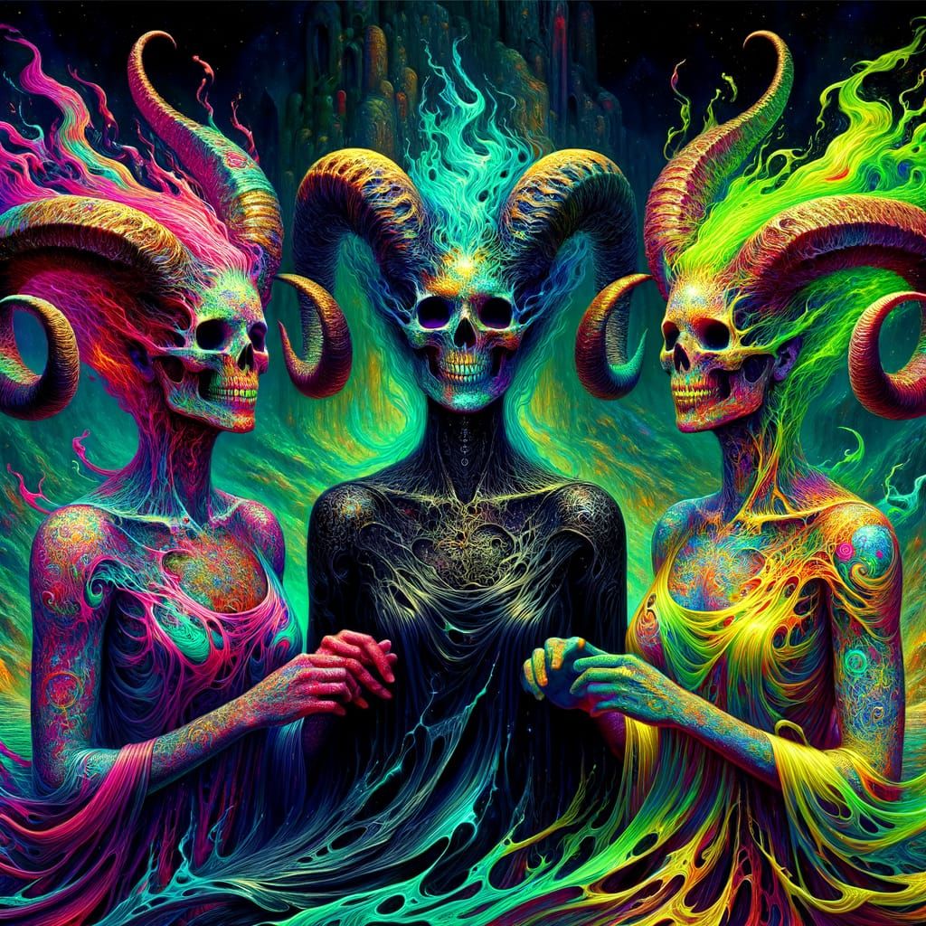 Psychedelic Goddesses Dance Above the River Styx
