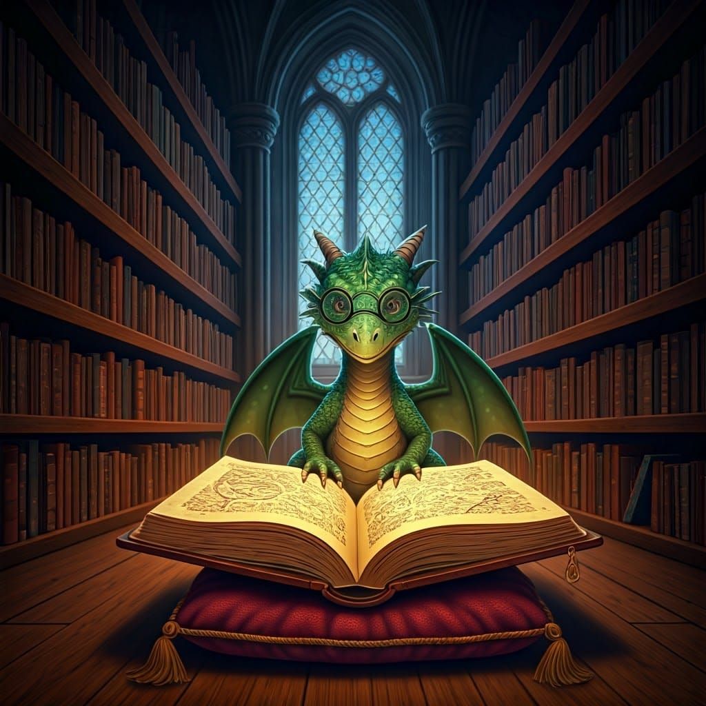 Enchanted Library Scene in Photorealistic Style