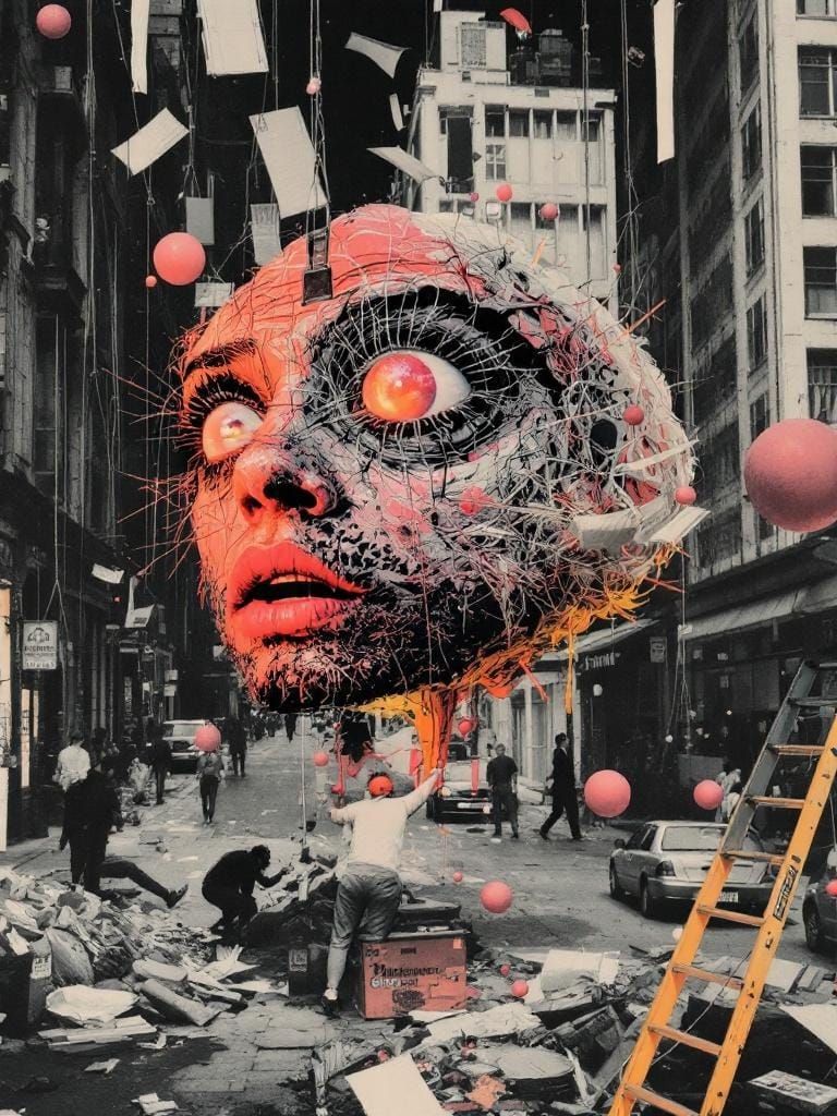 floating head with orbs and ladder