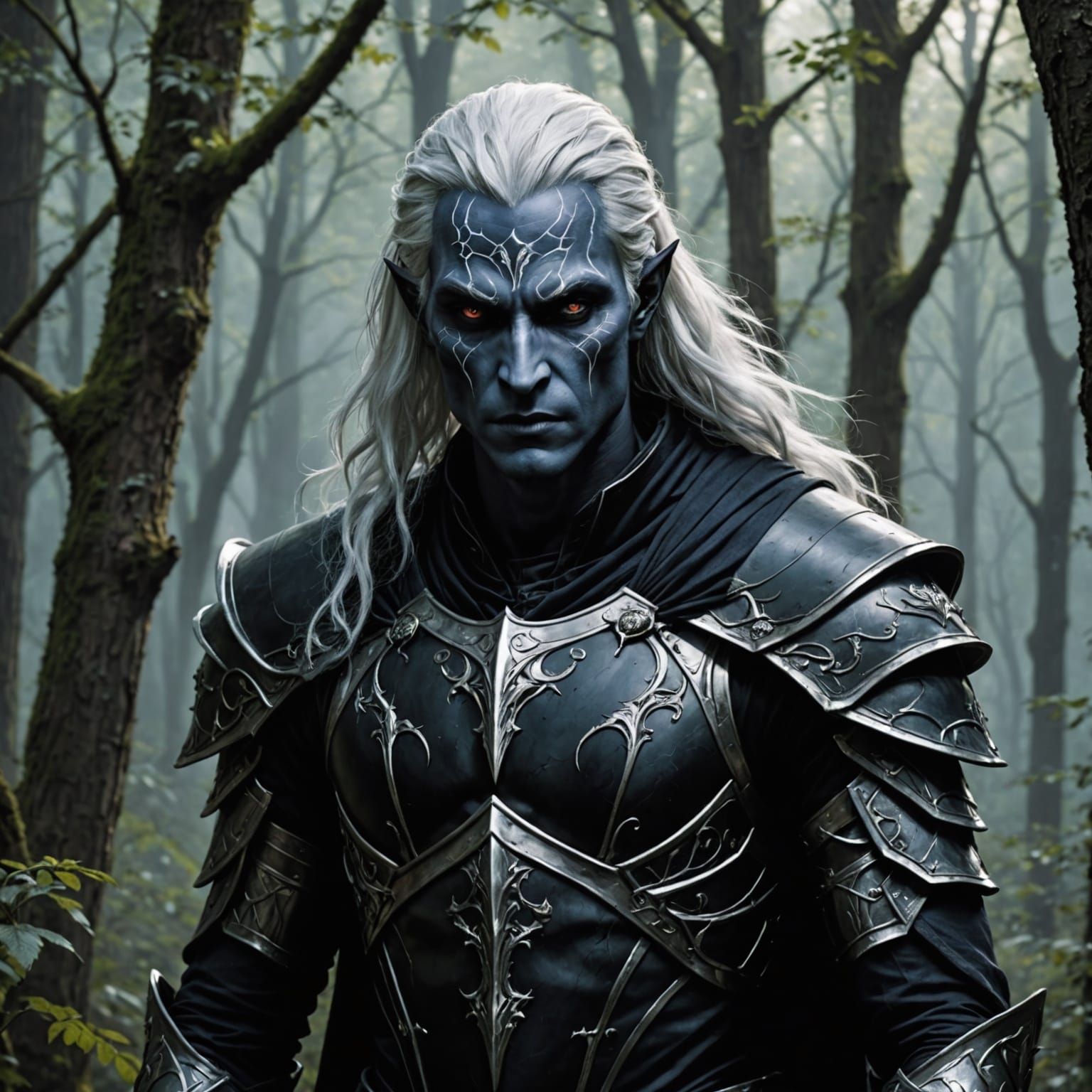 Dark Elf Warrior in Iridescent Armor