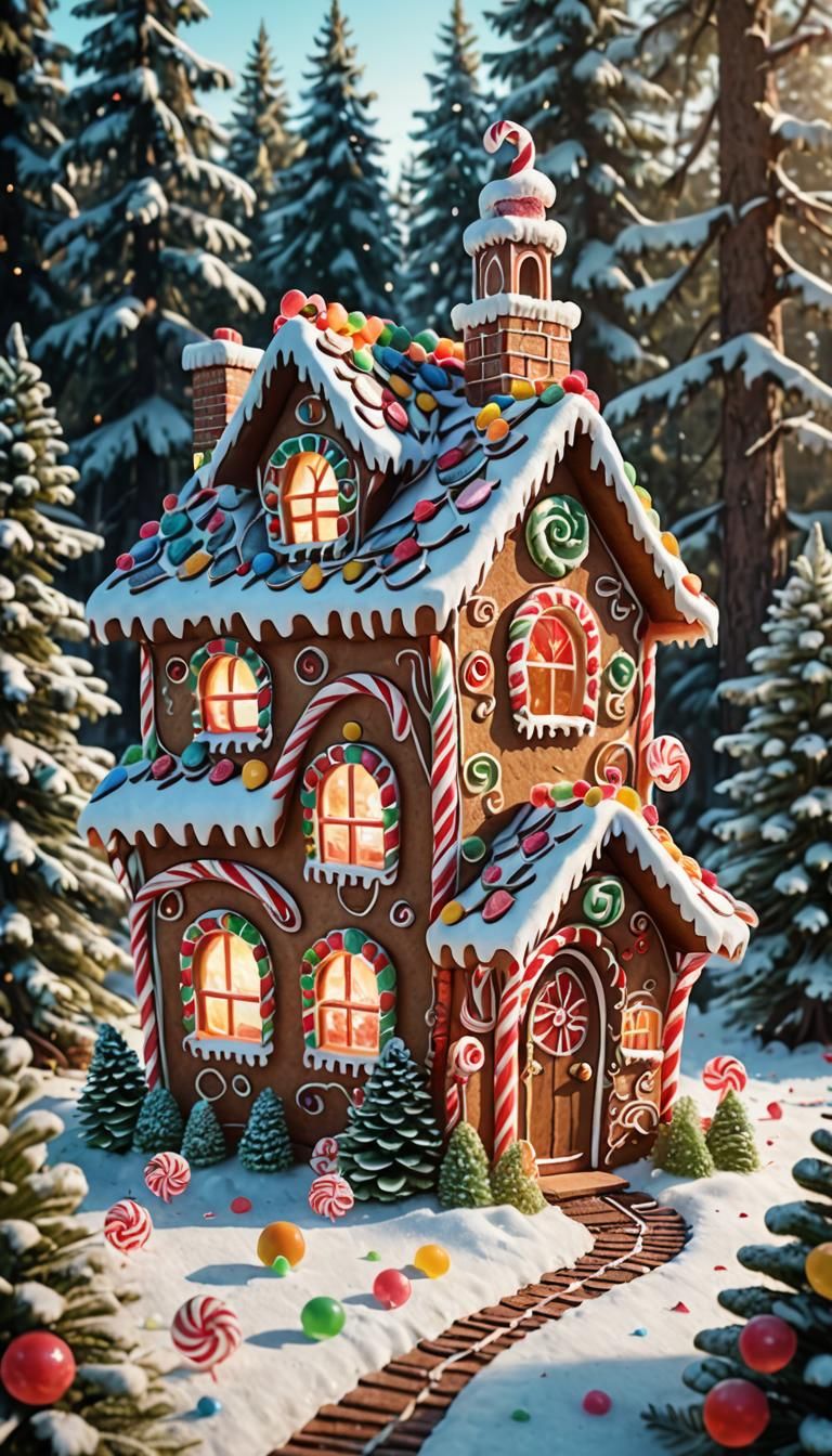 Ornate Gingerbread House in Fairytale Forest