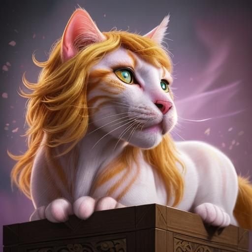 Hyperrealistic Cat and Unicorn in Love