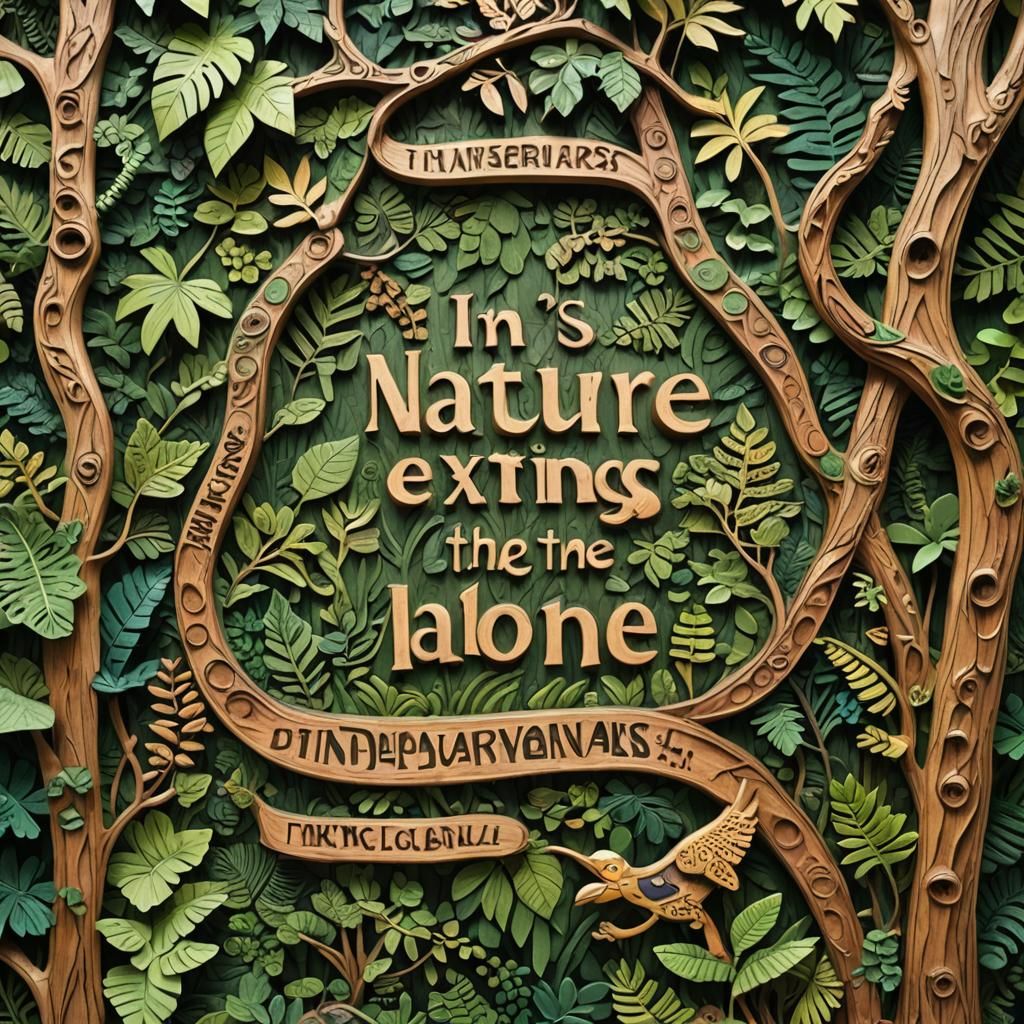 Tropical Forest Trail Markers in 3D Wooden Carving Art