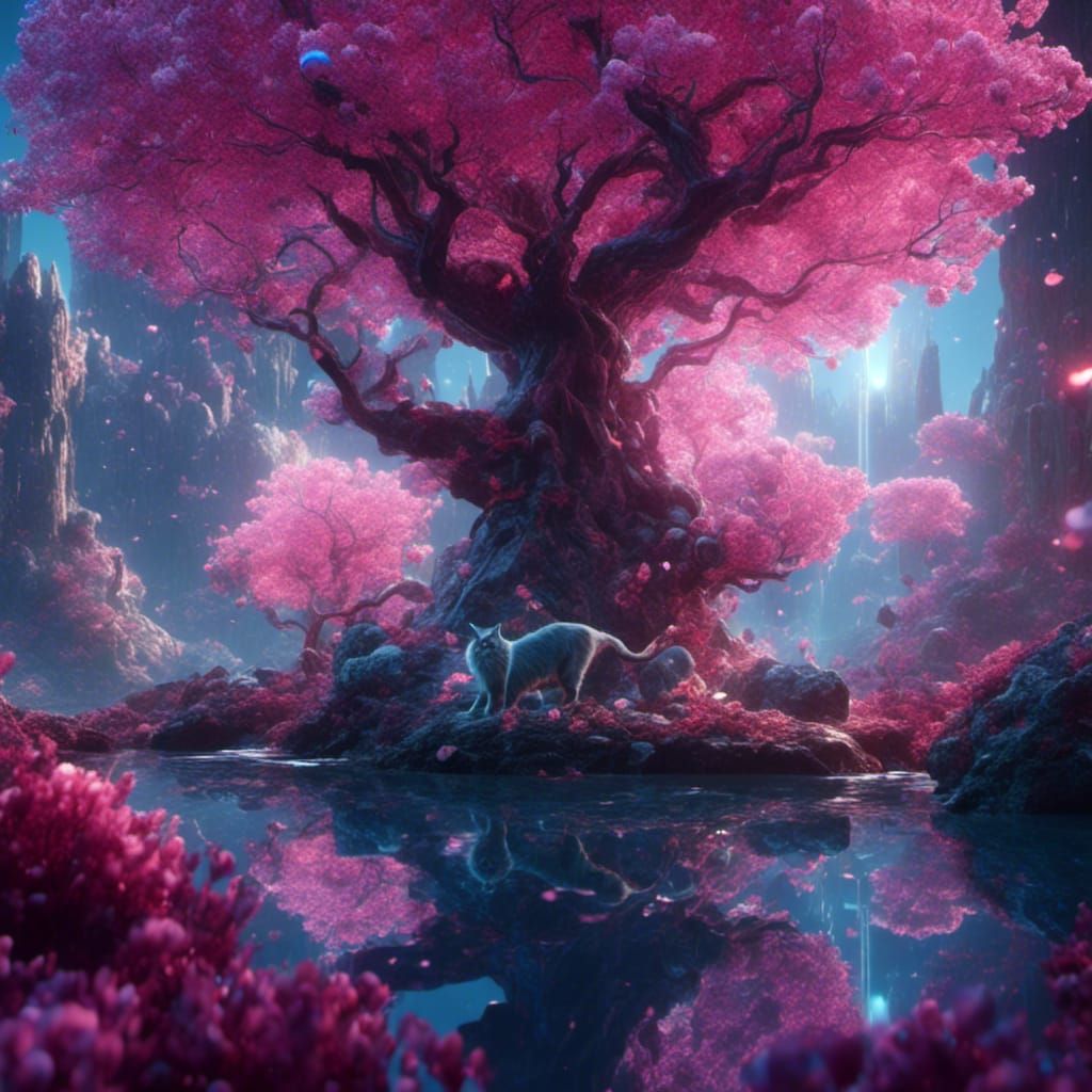 Crystal Cat Portrait in Detailed Digital Art