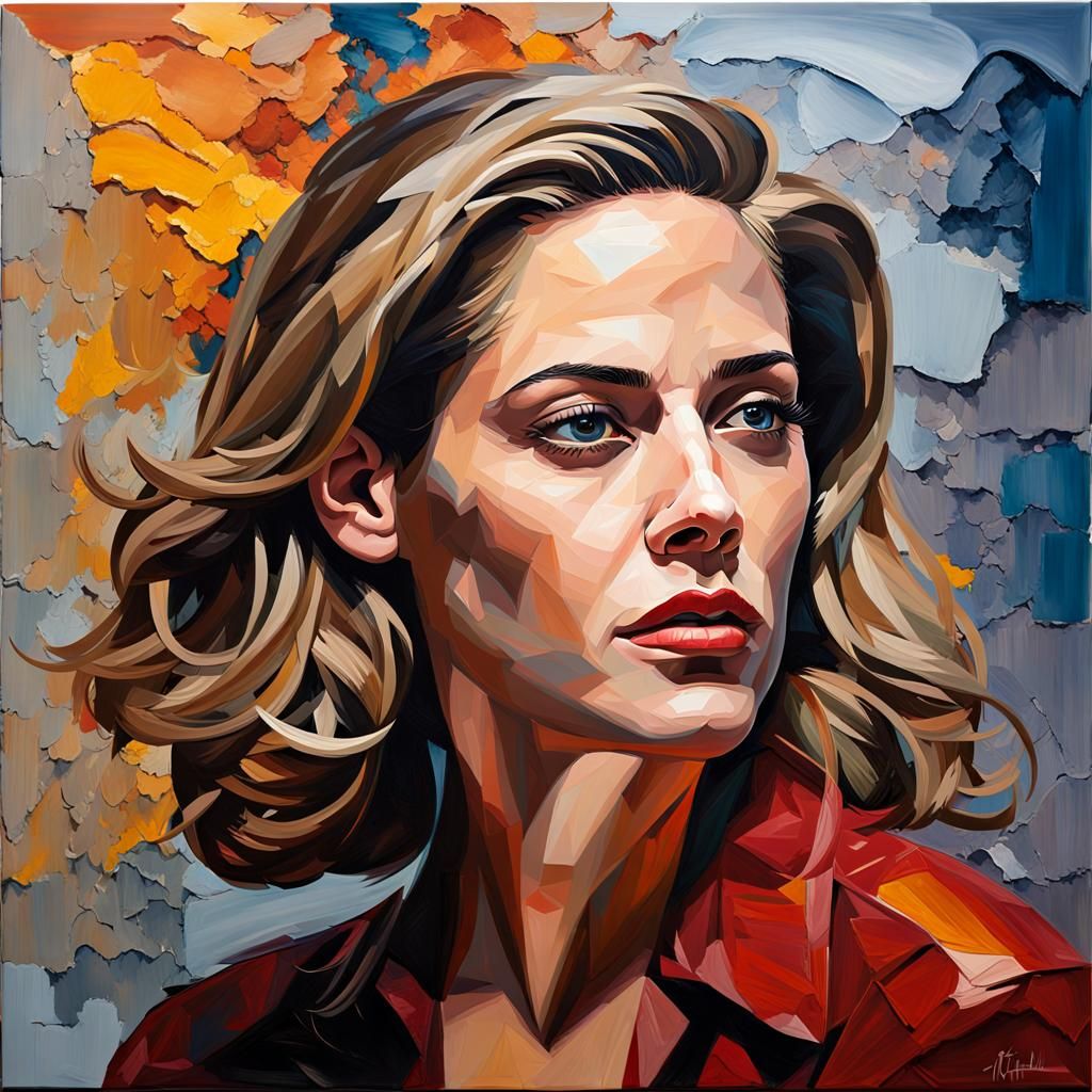 Expressive Impasto Portrait of Woman in Oils