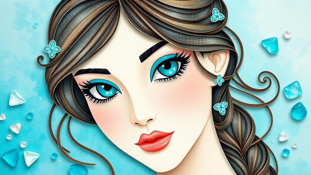 Ethereal Turquoise Female Figure in Watercolor Style