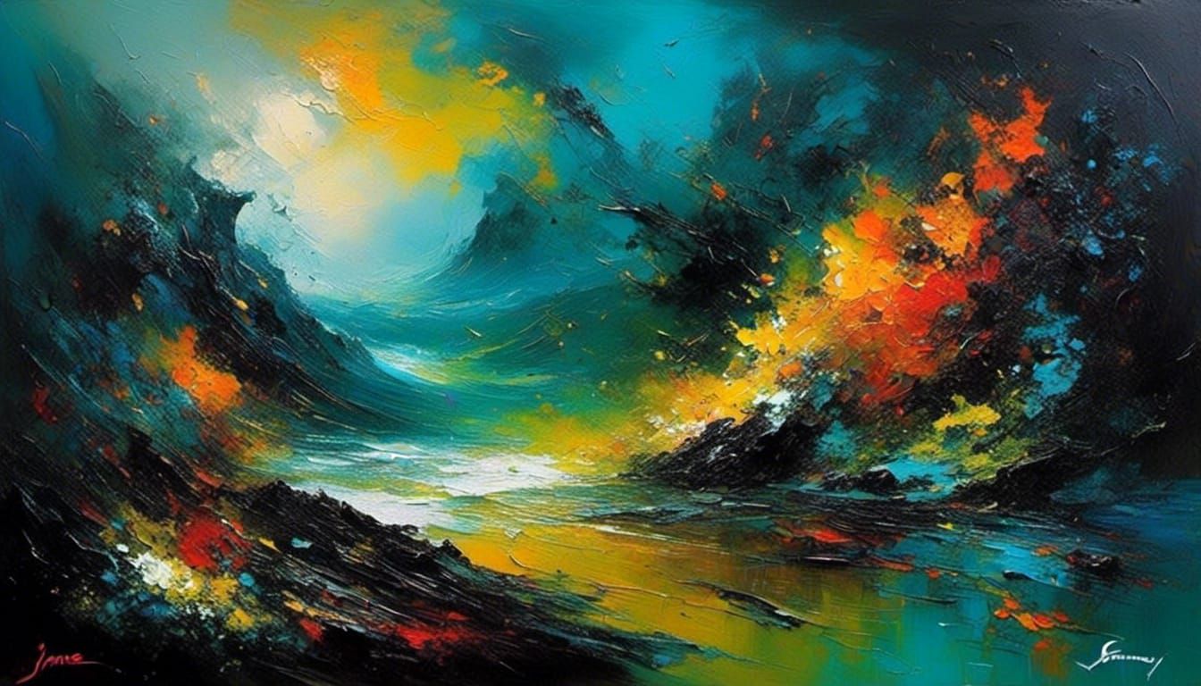 Epic Abstract Fantasy Landscape in Impasto Oil