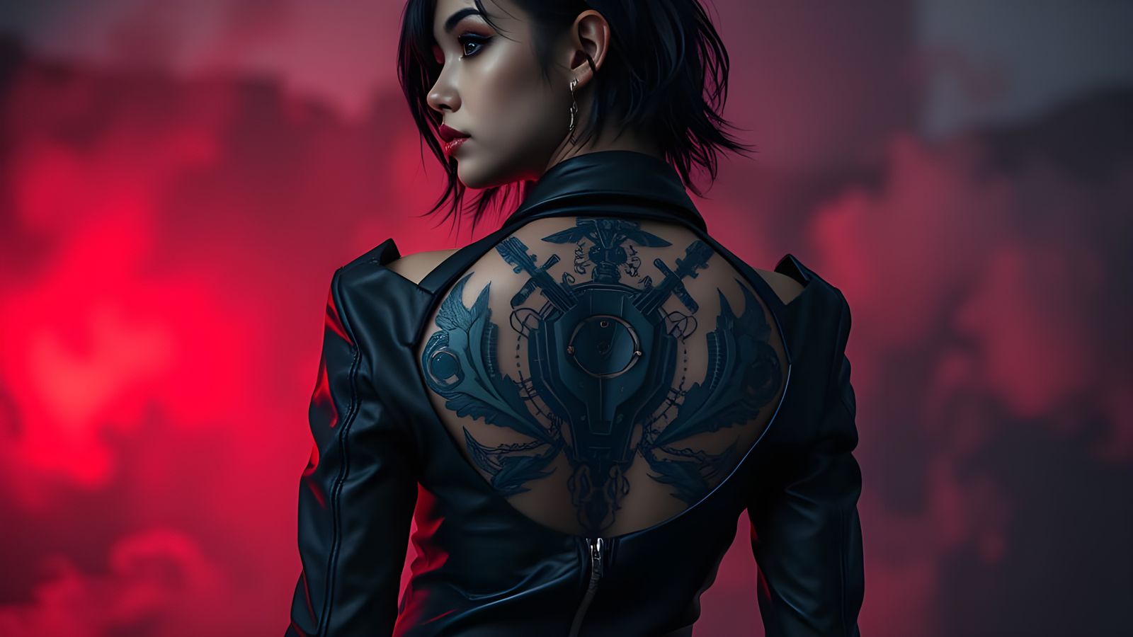 Stunning Anime Cyberpunk Woman with Intricate Giger-Inspired...