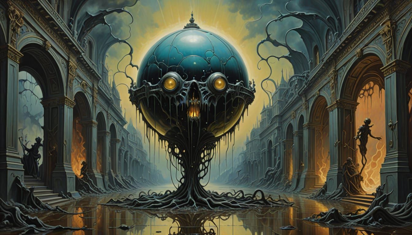 Surreal Ghost Ball in Art Deco Ballroom