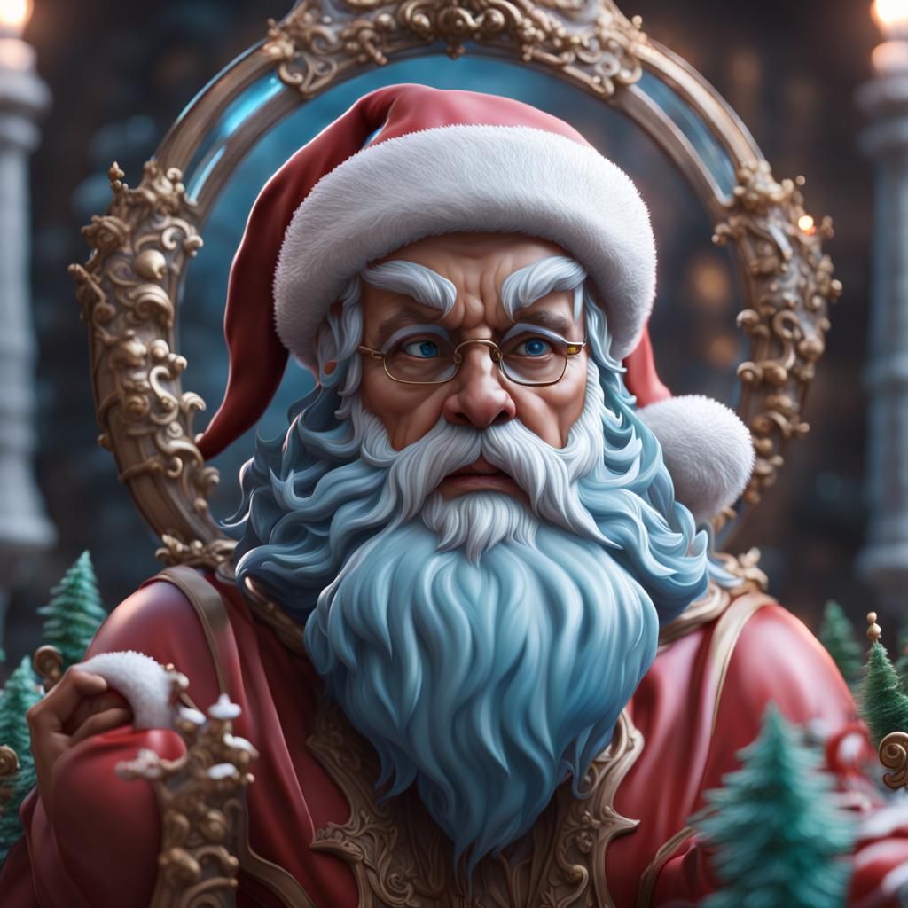 Detailed Glass Santa Statue in Fantasy Art Style