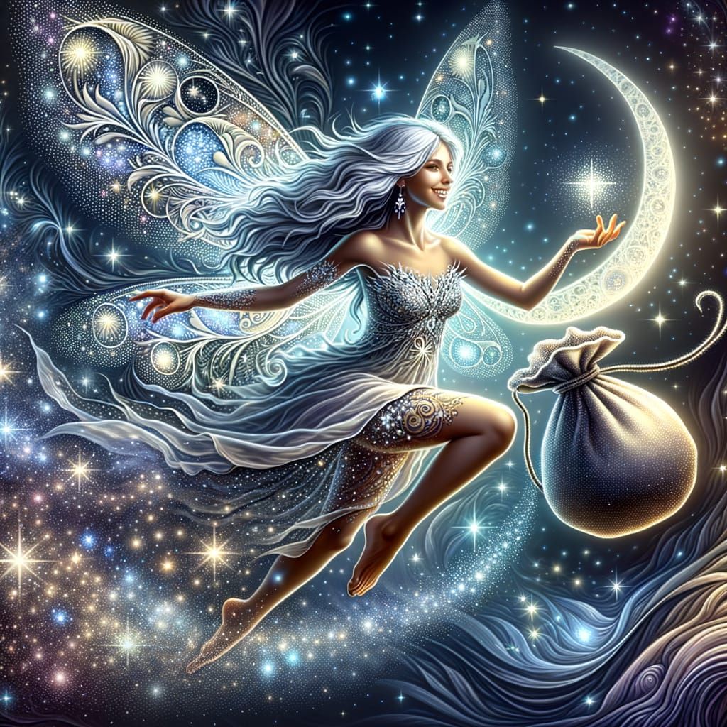 Moonlit Enchantress Gathering Celestial Dust