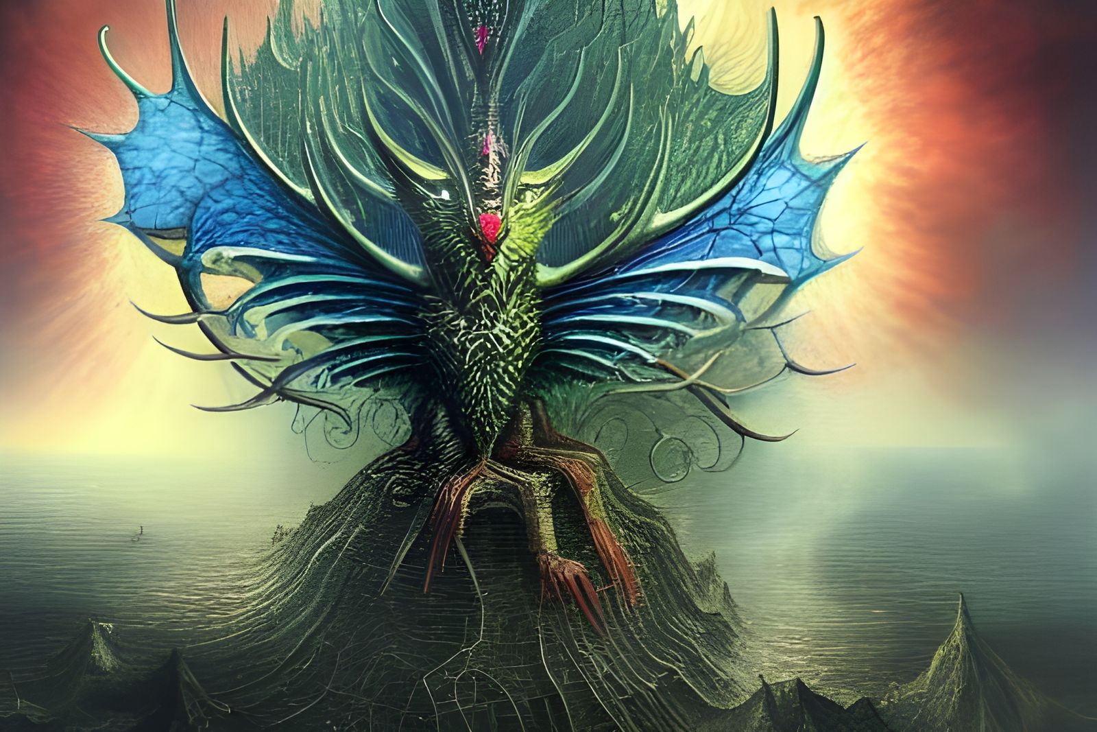 Cyber Zilla Hydra Digital Illustration