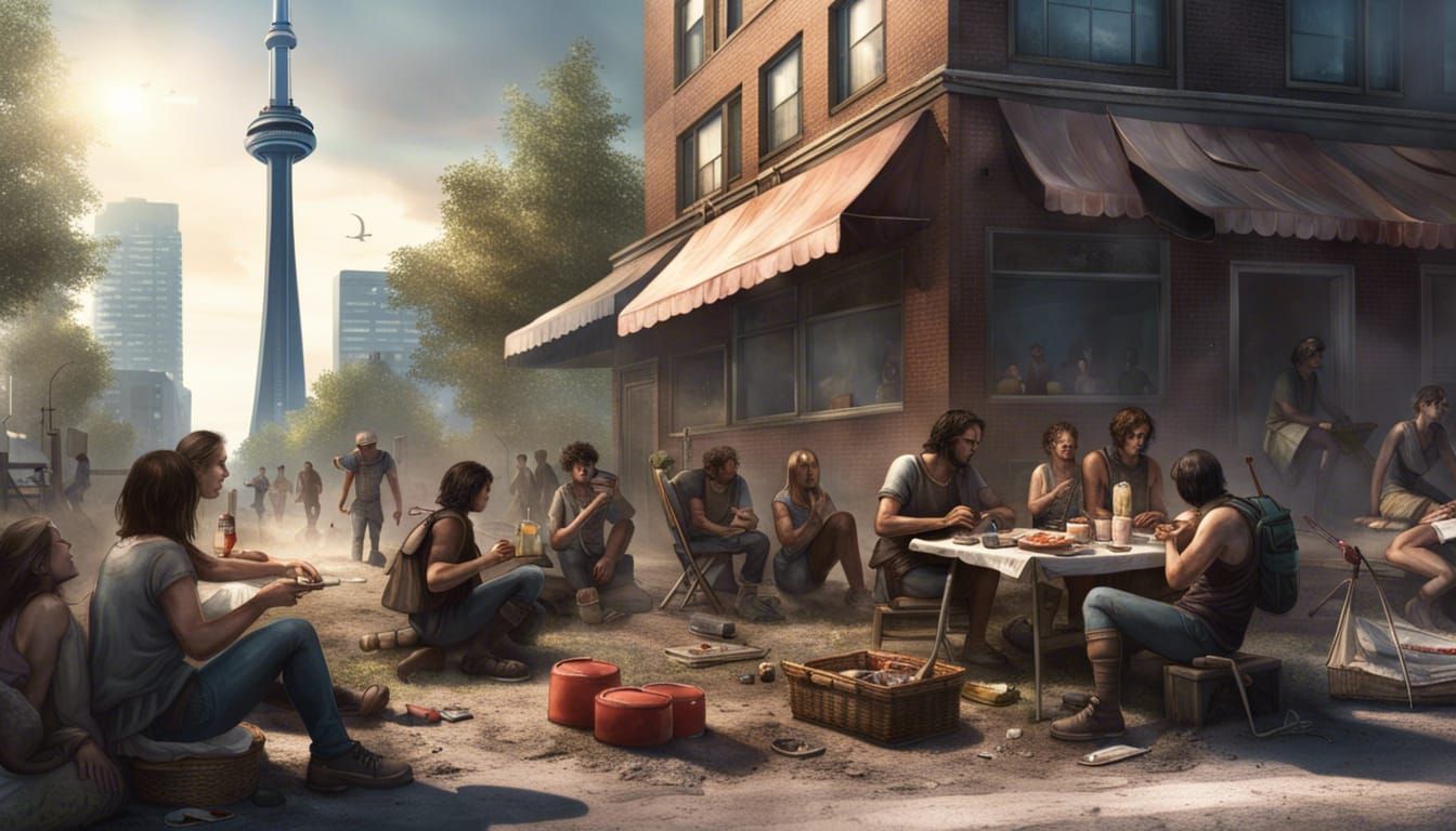 Post-Apocalyptic Picnic Under Broken CN Tower