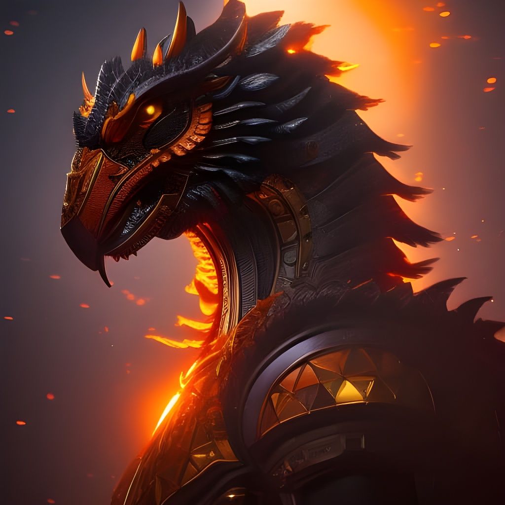 Cyberpunk Mechanical Lava Dragon in Metallic Colors