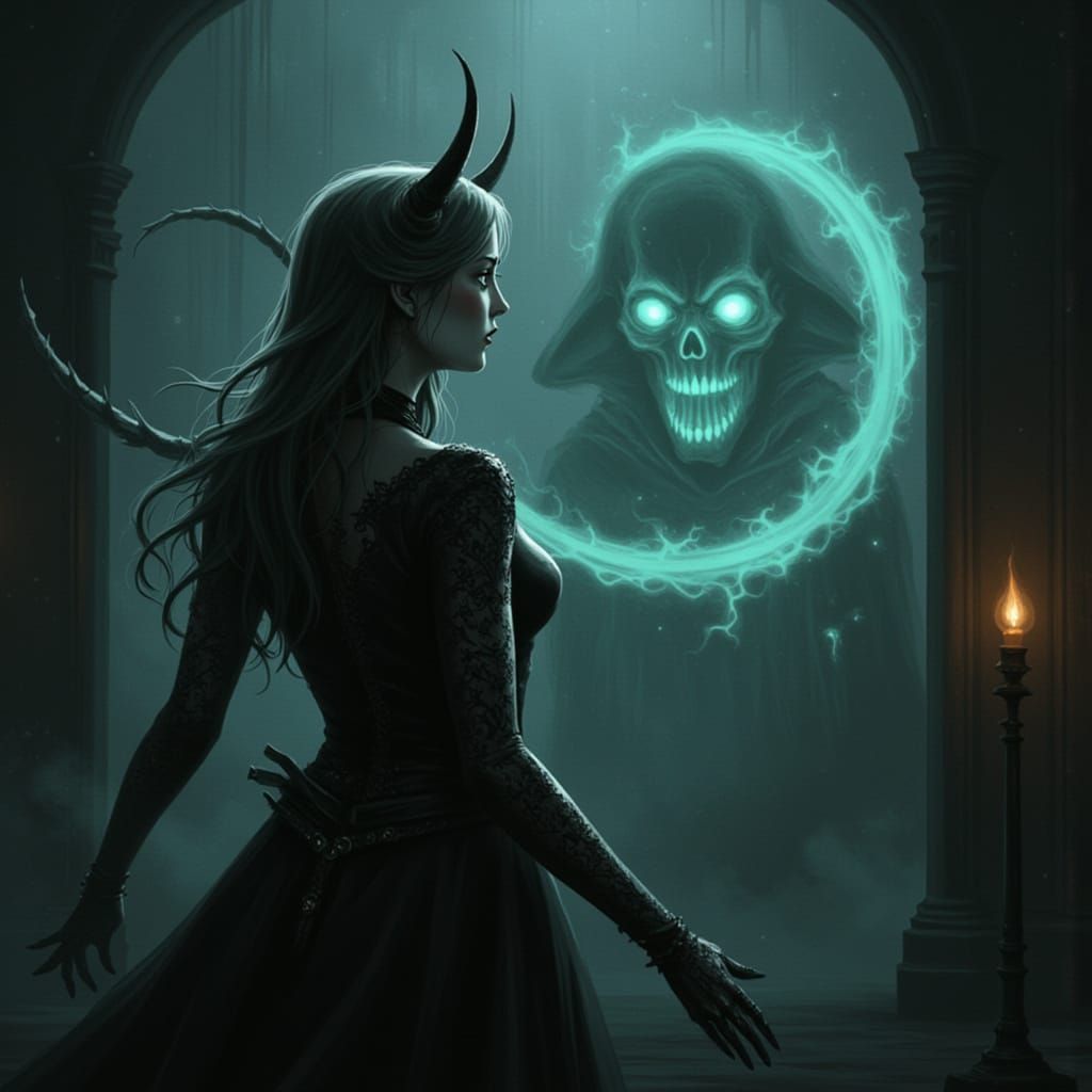 Gothic Art of Adorable Glowing Creature with Transparent Vei...