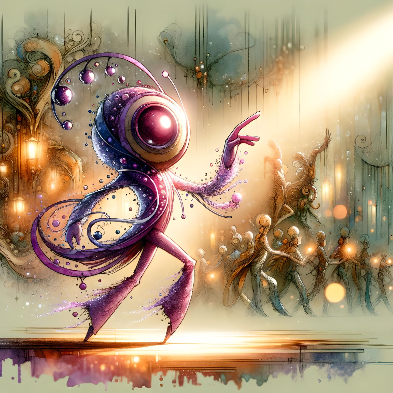 Animated Dancer in Watercolor Style