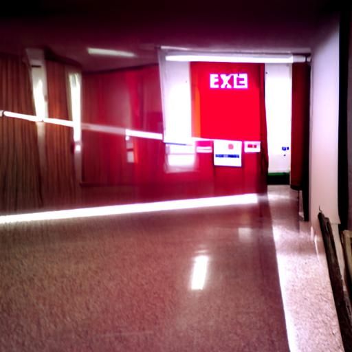 Endless Hospital Hallway with Red Exit Signs