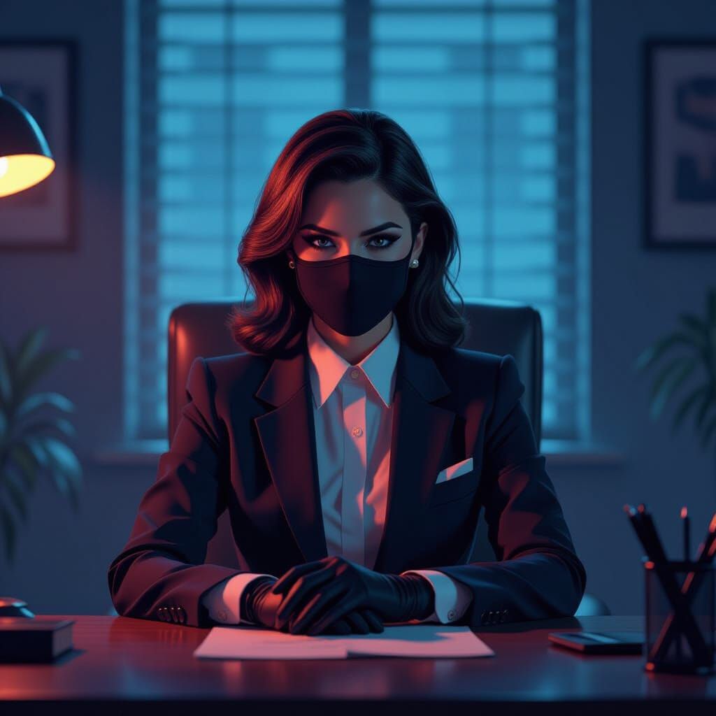 Secretary's Double Life in Film Noir Style