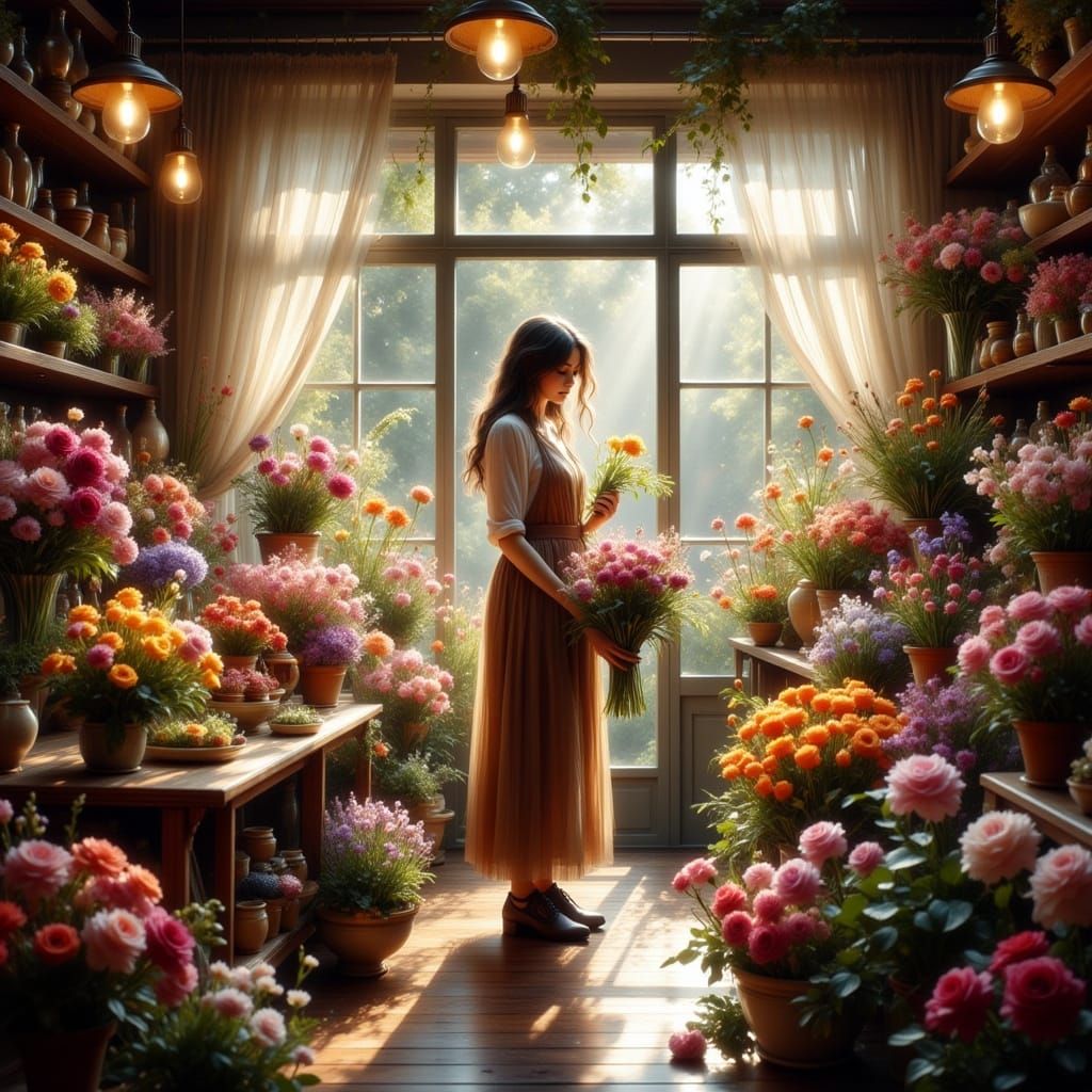 Ethereal Florist in Antique Watercolor Style