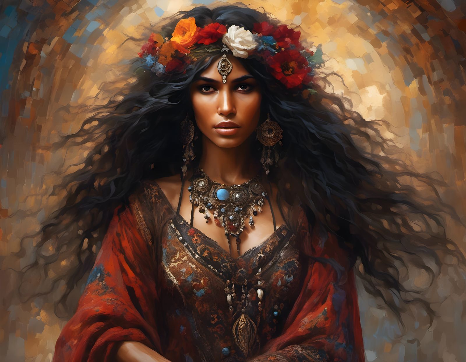 Gypsy Woman in Hyperreal Style