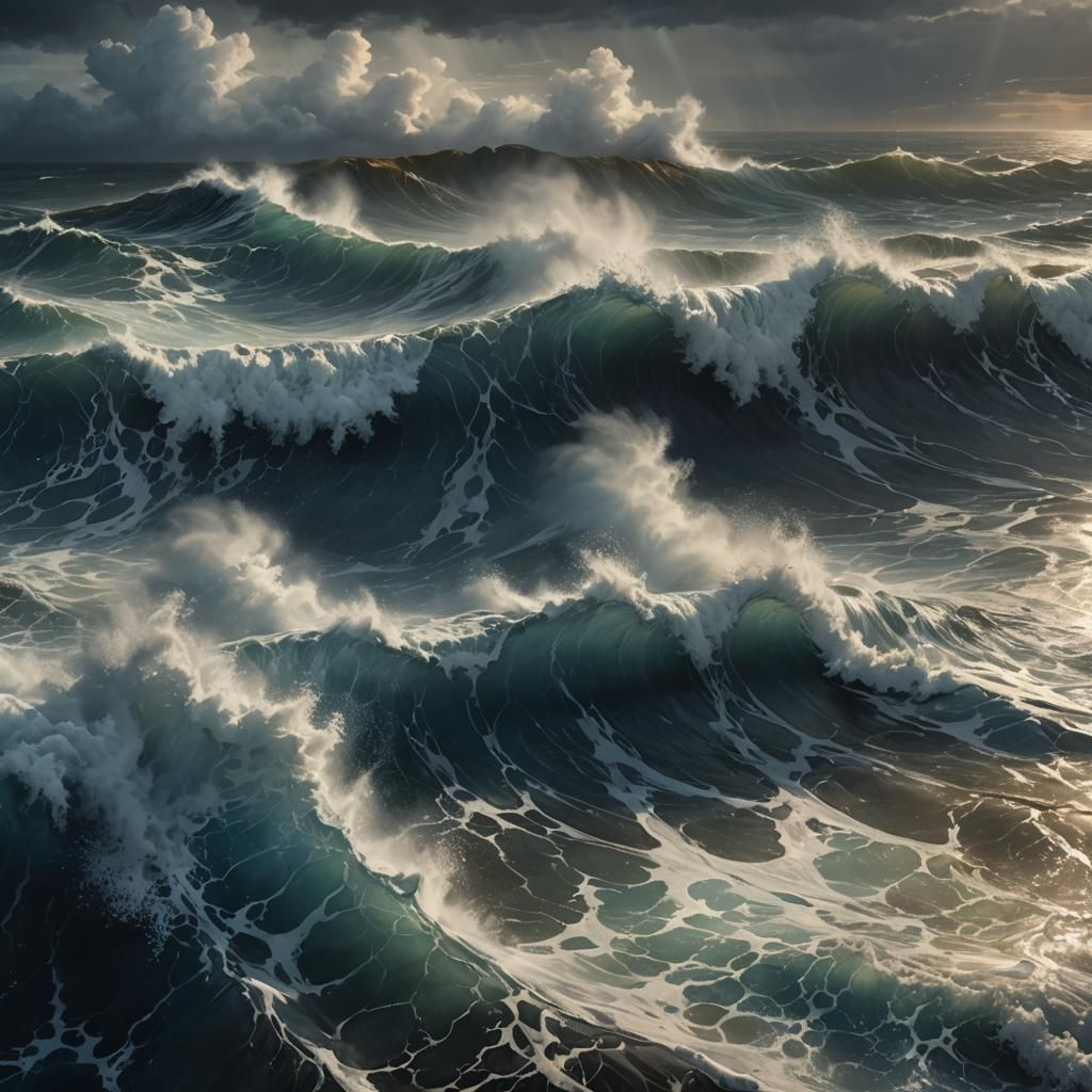 Stormy Waves Crashing on Coast: Splash Art Style