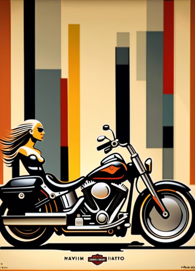 Bauhaus Poster of Harley-Davidson Motorcycle