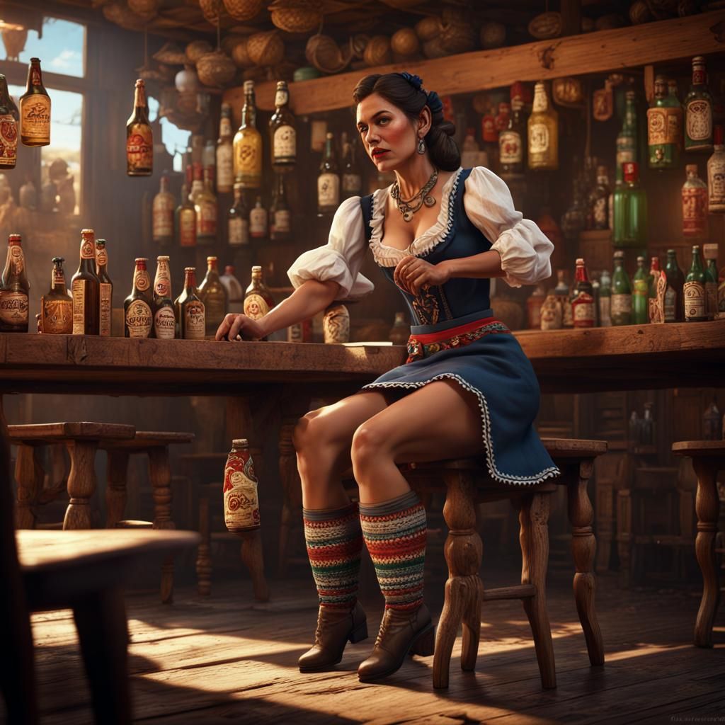 Mexican Cantina Dancer's Break: Detailed Matte Painting
