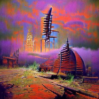 Dark Soviet Architecture with VHS Filter