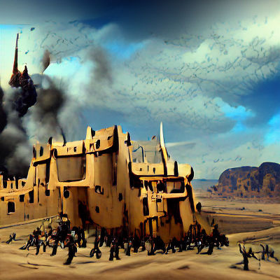 Desert Castle Under Siege: Digital Rendering