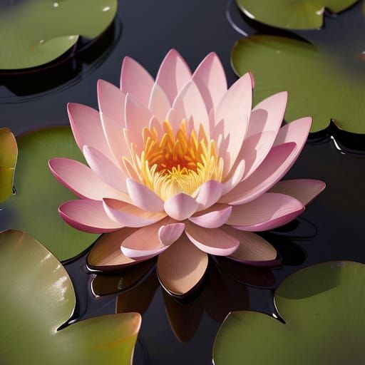Vibrant Pink Lotus Flowers in a Golden Pond