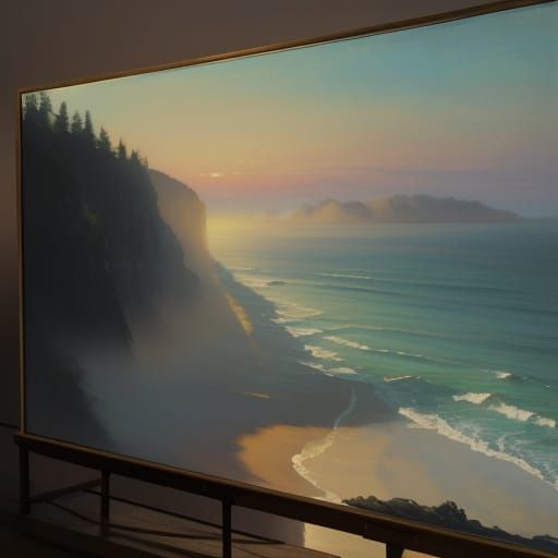 Impressionist Coastline View in Golden Light