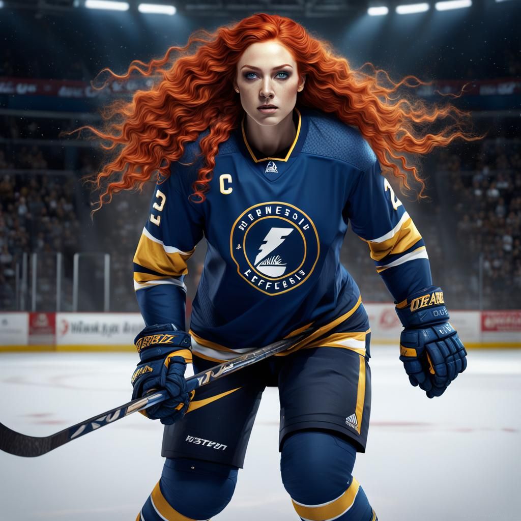 Red-Haired Hockey Player in Fantasy Concept Art